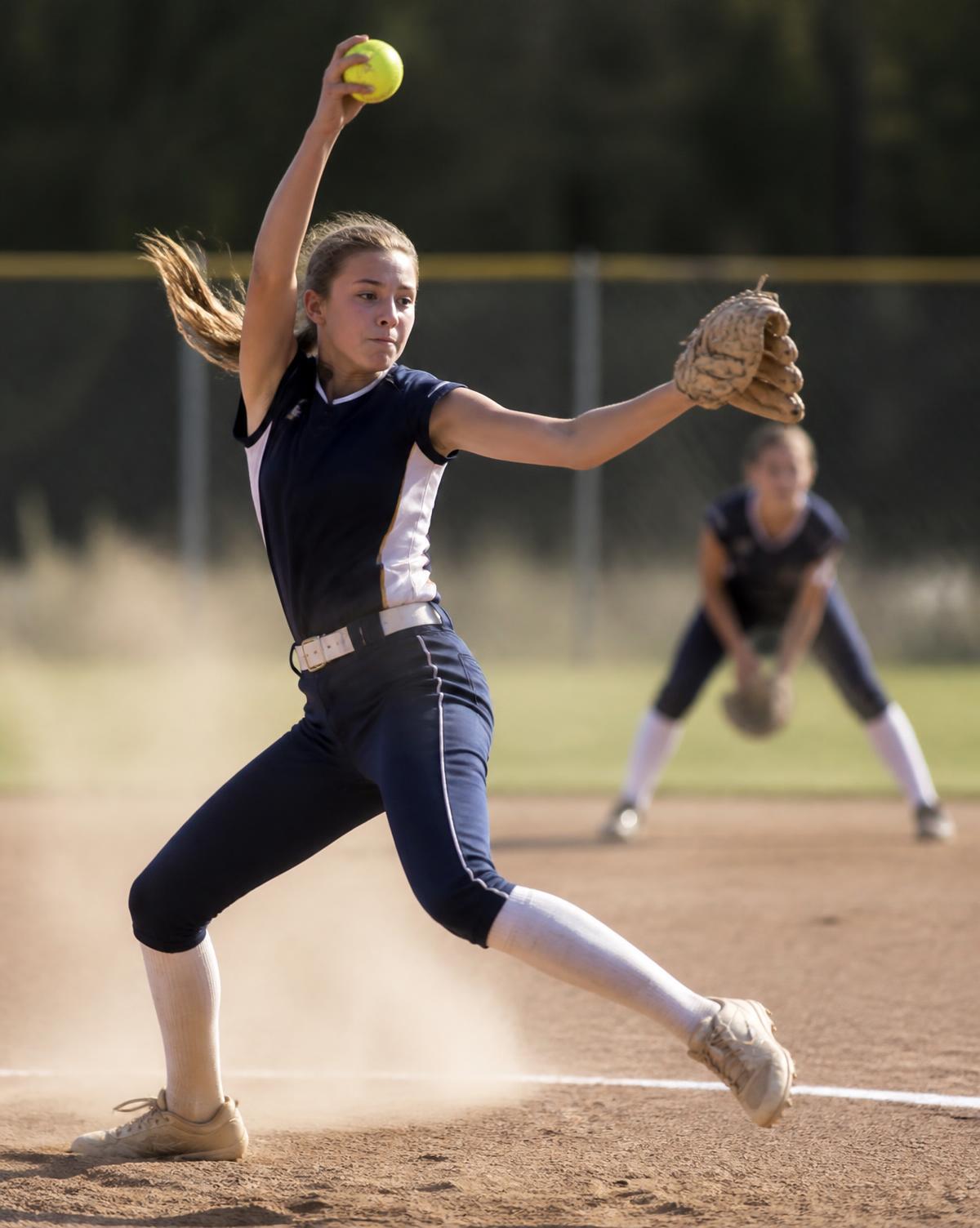 Softball pitcher throwing from the mound
